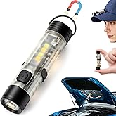 Stocking Stuffers for Men Mini EDC Rechargeable Keychain Flashlight | 350 Lumens Magnetic Pocket Light with Built-in Battery, Gifts for Men Him 10 Light Modes for Camping Repair Outdoor Emergency