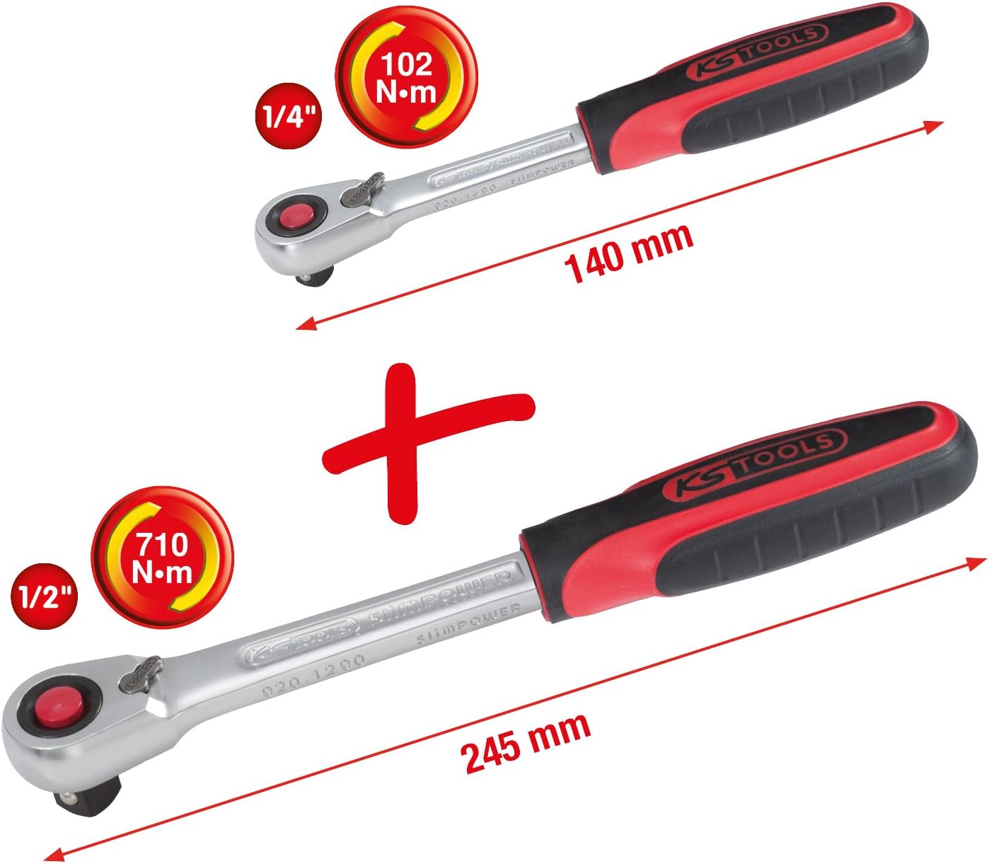 KS Tools 920.0002 72-Teeth Slimpower Ratchet Set (2 Pieces), Chrome - Image 3