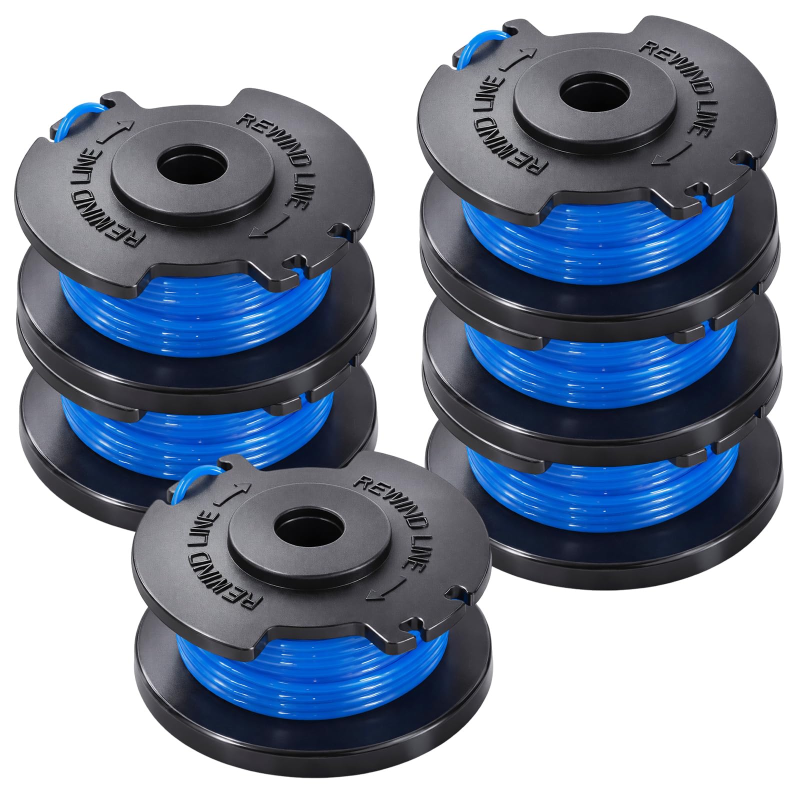 Gekufa Strimmer Spool Compatible with Ryobi One+ AC14RL3A, 18V, 24V Cordless Trimmers 6pack 1.65mm Autofeed Replacement Strimmer Spools for Compatible with Ryobi Trimmer Line Replacement Part