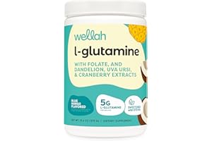 Wellah L-Glutamine Powder Blue Hawaii (50 Servings) - 5g L-Glutamine Per Serving, Sweetened with Stevia