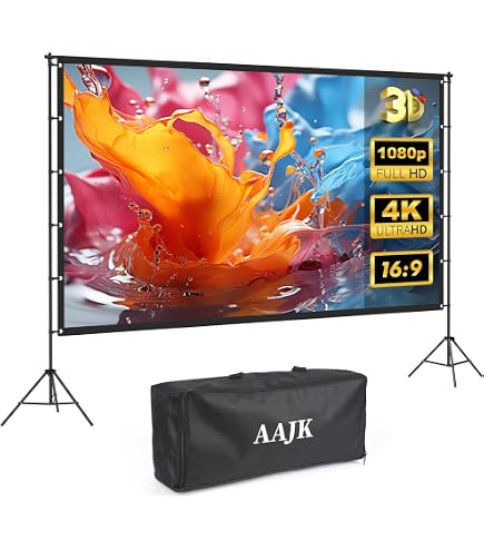 Pantalla De Proyección EMART 120 Pulgadas Con Soporte - 16:9, 4K HD, Doble Cara, Para Interior Y Exterior