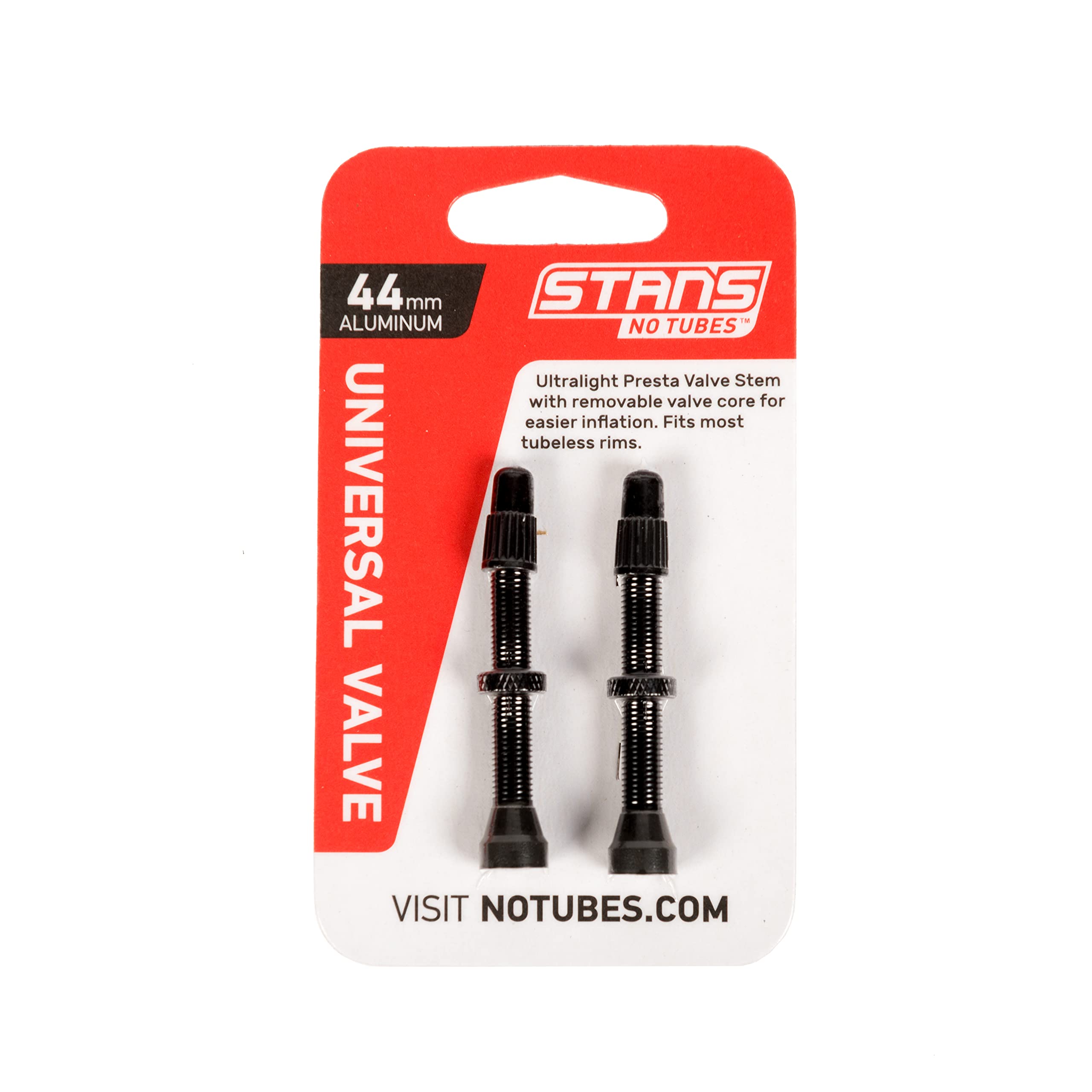 Stan's NoTubes Unisex - Adult Notubes Universal Valve Aluminium, Black up to 8 mm Valve Hole, 44 mm