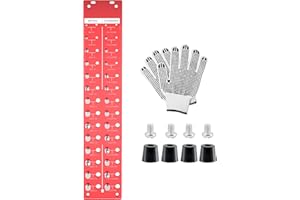 HZG 28 Nut and Bolt Thread Checker with 14 Metric and 14 Standard Sizes, Bolt Size and Thread Gauge, Bolt and Nut Identifier Gauge, Wall-Mountable Bolt Gauge with Inch and Centimeter Ruler RED