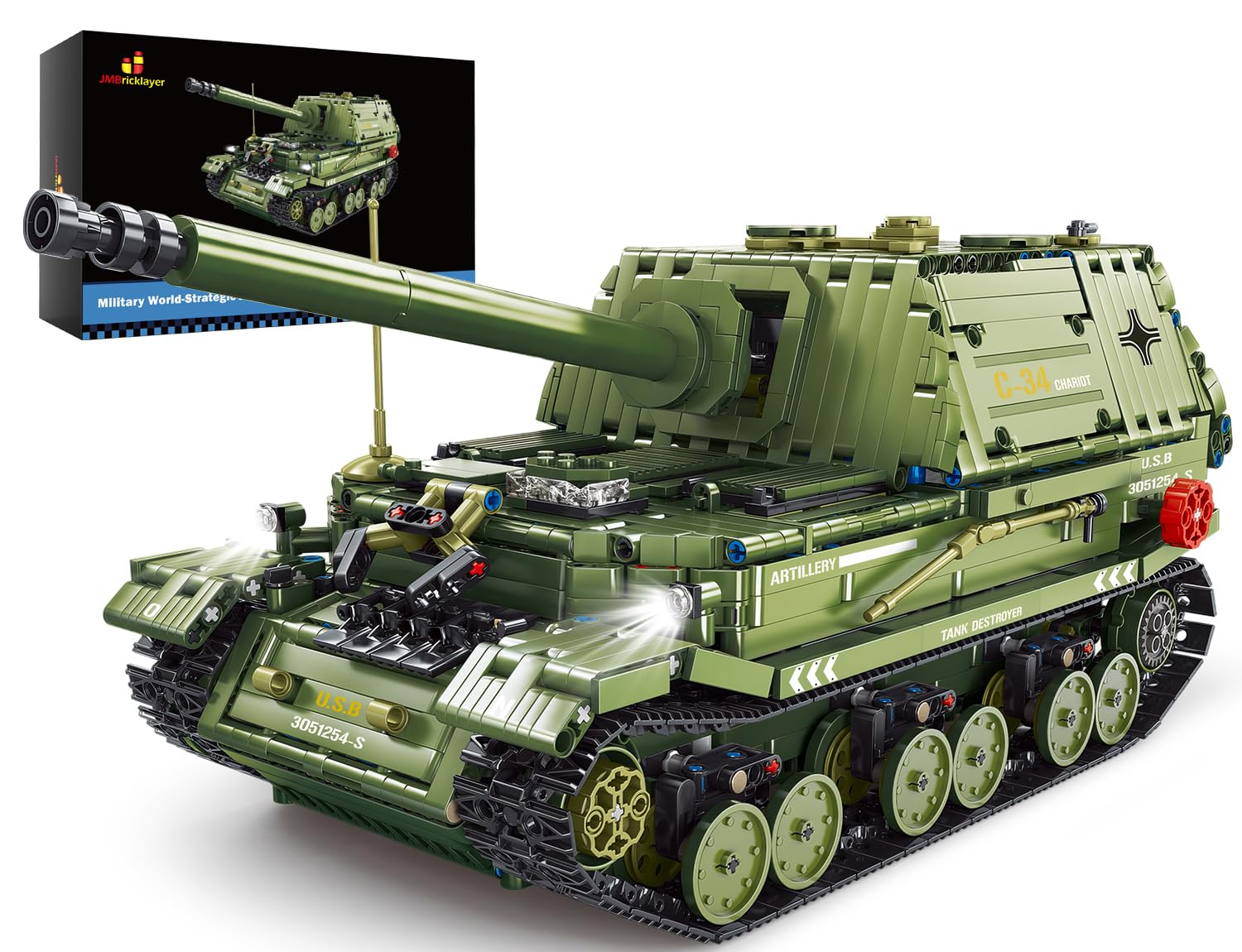 JMBricklayer Military Building Blocks Kit 61509, WW2 Armed Tank Destroyer Model Kit, Collectible Display Cool Construction Toys, Idea Gifts for Boys and Adults (2,436 Pieces)