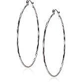 Lucky Brand Silver Hammered Hoop Earrings, One Size