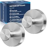 MOTAIPEAK Suction Cup Hooks for Shower, No-Drill, Brushed Nickel 2-Pack | Removable &amp; reusable for bathrooms, kitchens &amp; RVs. Hang towels, robes &amp; loofahs on smooth glass, mirrors &amp; glossy tile.