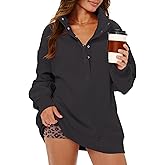 Gacaky Womens Oversized Sweatshirts Casual Button Henley Neck Long Sleeve Pullover Fleece Loose Fit Fall Tops Fashion Outfits