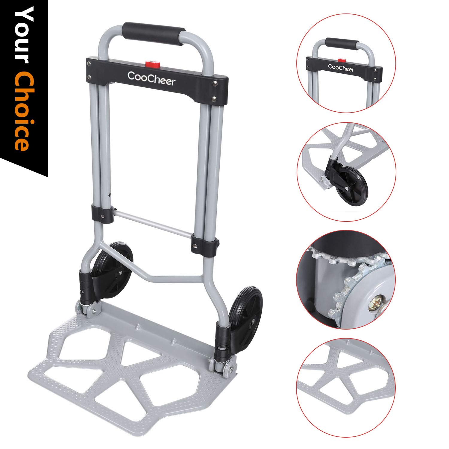Coocheer Aluminum Folding Portable Luggage Cart Lightweight Travel Hand