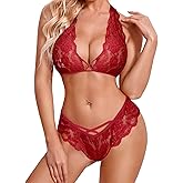 Avidlove Womens Lace Lingerie Sexy Bra and Panty Set Strappy Babydoll