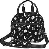 bassyil Gothic Skull Insulated Lunch Bag Reusable Lunch Box With Adjustable Shoulder Strap Cooler Tote Bag For Men Women