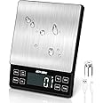 NEXT-SHINE Food Kitchen Scale 11lb/5kg, 0.1g High Precision & Type-C Rechargeable Digital Scale, Large Stainless Steel Platfo