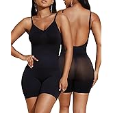 Paukee Women's Backless Shapewear Bodysuit Tummy control Shorts Seamless Body Shaper Light Body Sculpting