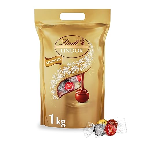 Lindt Lindor Assorted Chocolate Truffles – 1kg Bag (Approx. 80 Balls) – Smooth Filling – Christmas, Gift, Birthday, Congratulations, Sharing Treat