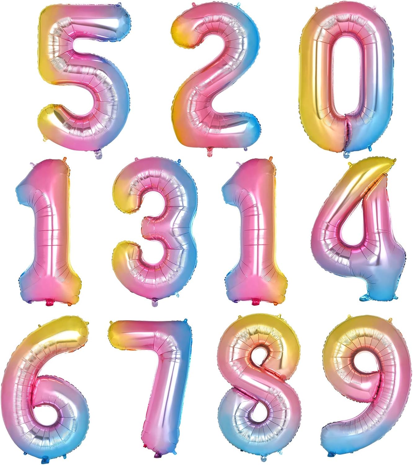 40 inch Rainbow Gradient Colorful Number 8 Balloons Foil Helium Balloons for Party Wedding Bachelorette Birthday Bridal Graduation Celebration Decorations Large Digital Balloons ( Rainbow Number 8 ): Toys & Games