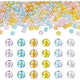 Boutigem 300Pcs 8mm Acrylic Round Beads AB Color Round Spacer Beads Plastic Bubble Gum Bead with Hole Chunky Acrylic Gumball Bead for DIY Crafts Earring Bracelet Lanyard Jewelry Making