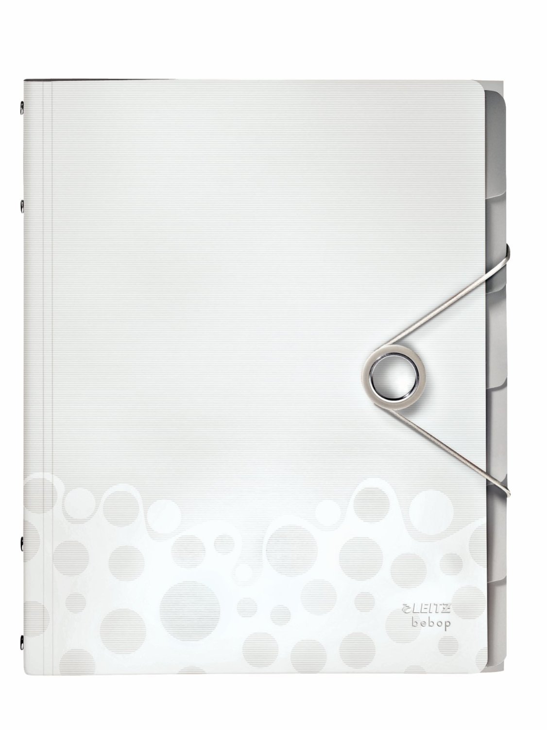 Leitz A4 Divider Book, Holds Up to 200 Sheets, Integrated Index with 6 Compartments, Elastic Closure, White, Bebop Range, 45690001