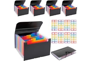 Lainballow 4 Pcs Receipt Organizer, A6 Size 13 Pockets Receipt Holder, Expandable Accordion File Organizer, Expanding File Fo