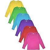 Girls/Boys/Toddler 6 Pack Athletic Performance Long Sleeve Undershirt Tops/Base Layer Cotton Stretch Shirts
