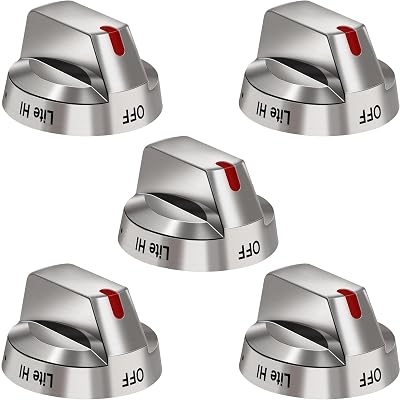 DG64-00473A Burner Control Dial Knob Range Oven Replacement Compatible with Samsung Gas Stove Knob NX58H5600SS NX58F5700WS NX58H5650WS NX58J7750SS NX58M6850SS (5pcs).