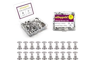 Alloygold 50 Sets M5*4 304 Stainless Steel Chicago Screw Kit Leather Rivets Screw Rivets Chicago Screw Buttons DIY Leather Trim3/16 x1/6"