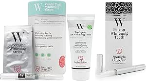 Spotlight Oral Care Teeth Whitening Strips, Whitening Toothpaste, &amp; Whitening Pen | Gently Whitens Teeth Gradually &amp; Safely | Vegan &amp; Gluten-Free | Active Ingredients of Hydrogen Peroxide