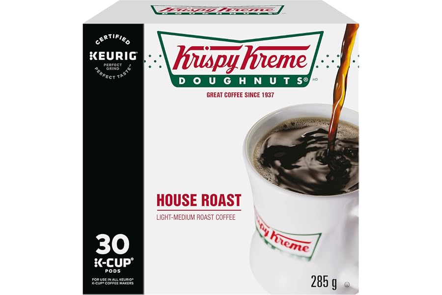 Krispy Kreme Doughnuts Smooth House Roast Single Serve Keurig Certified K-Cup pods for Keurig brewers, 30 Count (Pack of 1)