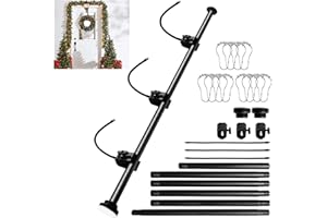 BUYSING Garland Hanger for Front Door Frame - 26.77'' to 89.37'' Length, Heavy-Duty Stainless Steel Telescoping Rod, Multi-Use Tension Rod Garland Holder for Holiday Christmas & Halloween Decorations