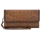 Montana West X Wrangler Western Wallets for Women Trifold Wristlet Wallets Large Capacity Women Clutch Wallet with Coin Purse