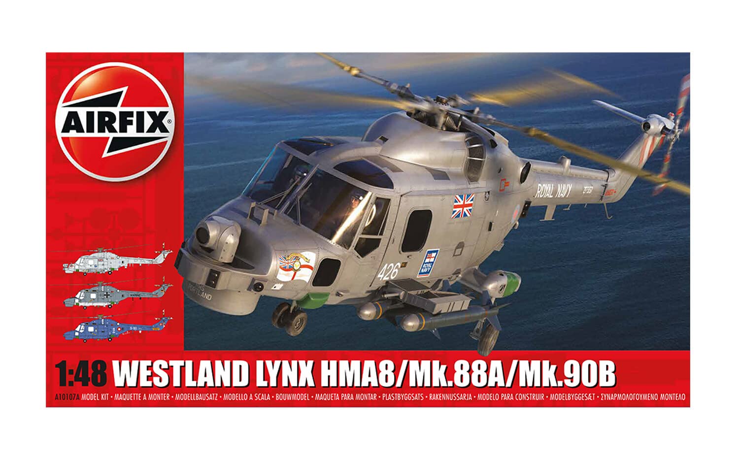 Airfix Model Set - A10107A Westland Lynx HMA8/Mk.88A/Mk.90B Model Building Kit - Plastic Model Helicopter Kits for Adults & Children 8+, Set Includes Sprues & Decals - 1:48 Scale Model — image 1