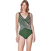 Gottex Women's V-Neck Surplice One Piece Swimwear-Front & Back Lining, Adjustable Straps, Built-in Soft Cups, Tummy Control