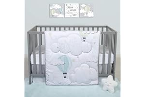 Sammy & Lou Starry Dreams 4-Piece Baby Crib Bedding Set, Includes Quilt, Fitted Crib Sheets Neutral, Crib Skirt, and Plush Toy