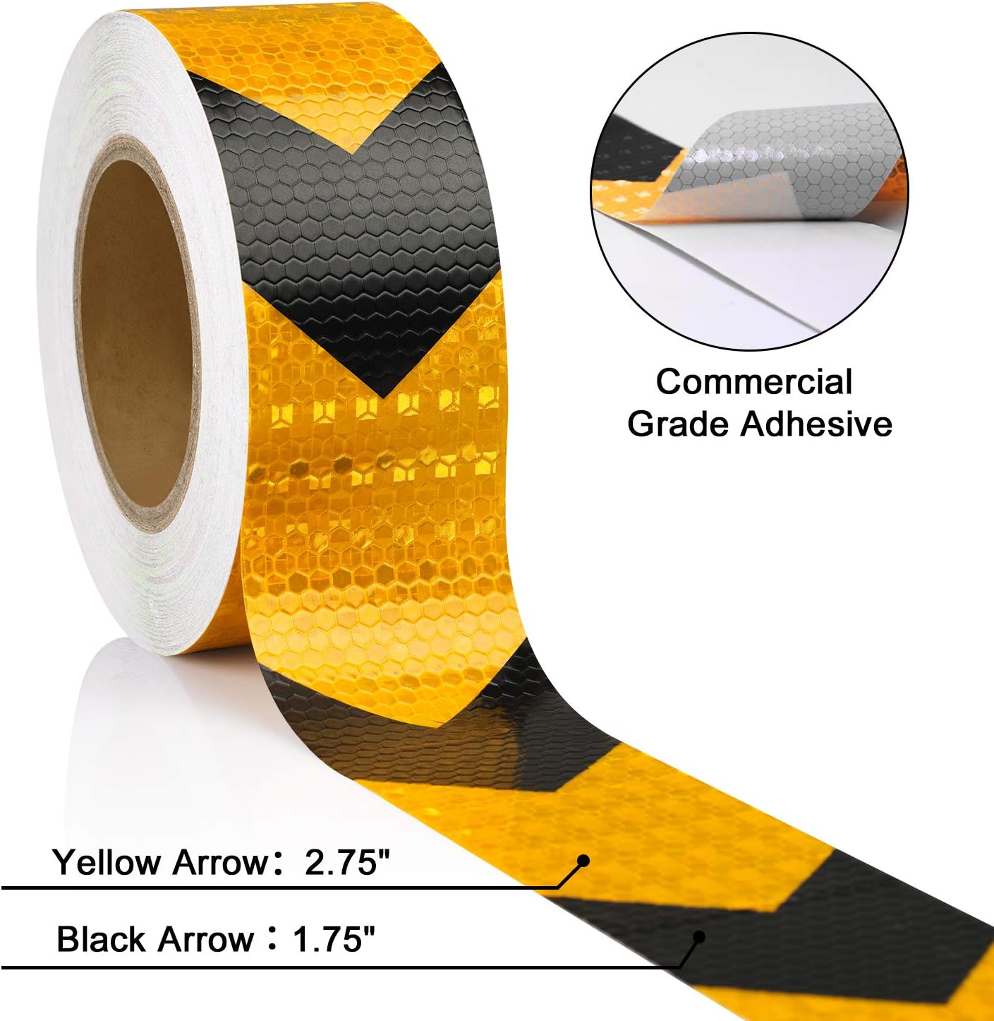 Seven Sparta 2 Inch x 100 Feet Reflective Safety Tape Black & Yellow Arrow Caution Reflector Outdoor Conspicuity Tape for Vehicles, Trailers, Boats, Signs: Automotive