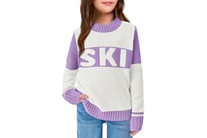 Yousify Girl's Ski Sweater Color Block Striped Long Sleeve Spring Fall Winter Knitted Pullover Jumper Tops 5-14 Years