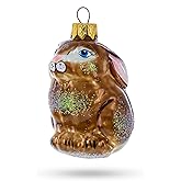 Sitting Rabbit Brown Bunny Glass Christmas Ornament