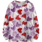 CUKOLSXA Women's Valentines Day Sweaters Long Sleeve 2025 Cute Heart Crewneck Pullover Fall Lightweight Knitted Sweater