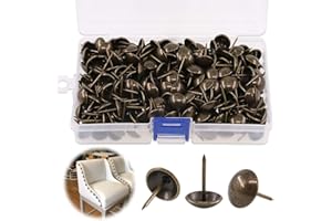 Keadic 300Pcs [ 9/16" in Diameter ] Antique Upholstery Tacks Furniture Nails Pins Assortment Kit for Upholstered Furniture Cork Board or DIY Projects - Bronze