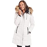 Nine West Outerwear womens 36" Faux Fur Trim Hooded Puffer