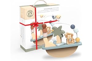 Speedy Monkey Rocking Beads Maze – Soft Colored Wooden Monkey Bead Maze, Gently Rocks and Twists, 7 Beads for Dexterity and Coordination, Non-Toxic Paint, Ideal for Kids 1-3 Years, Educational Toy