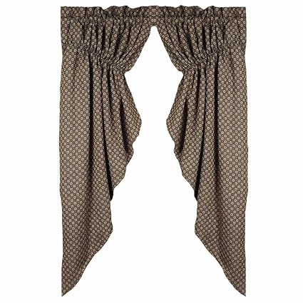Home Collection by Raghu Kingston Jacquard Black Gathered Swag, 72 by 63