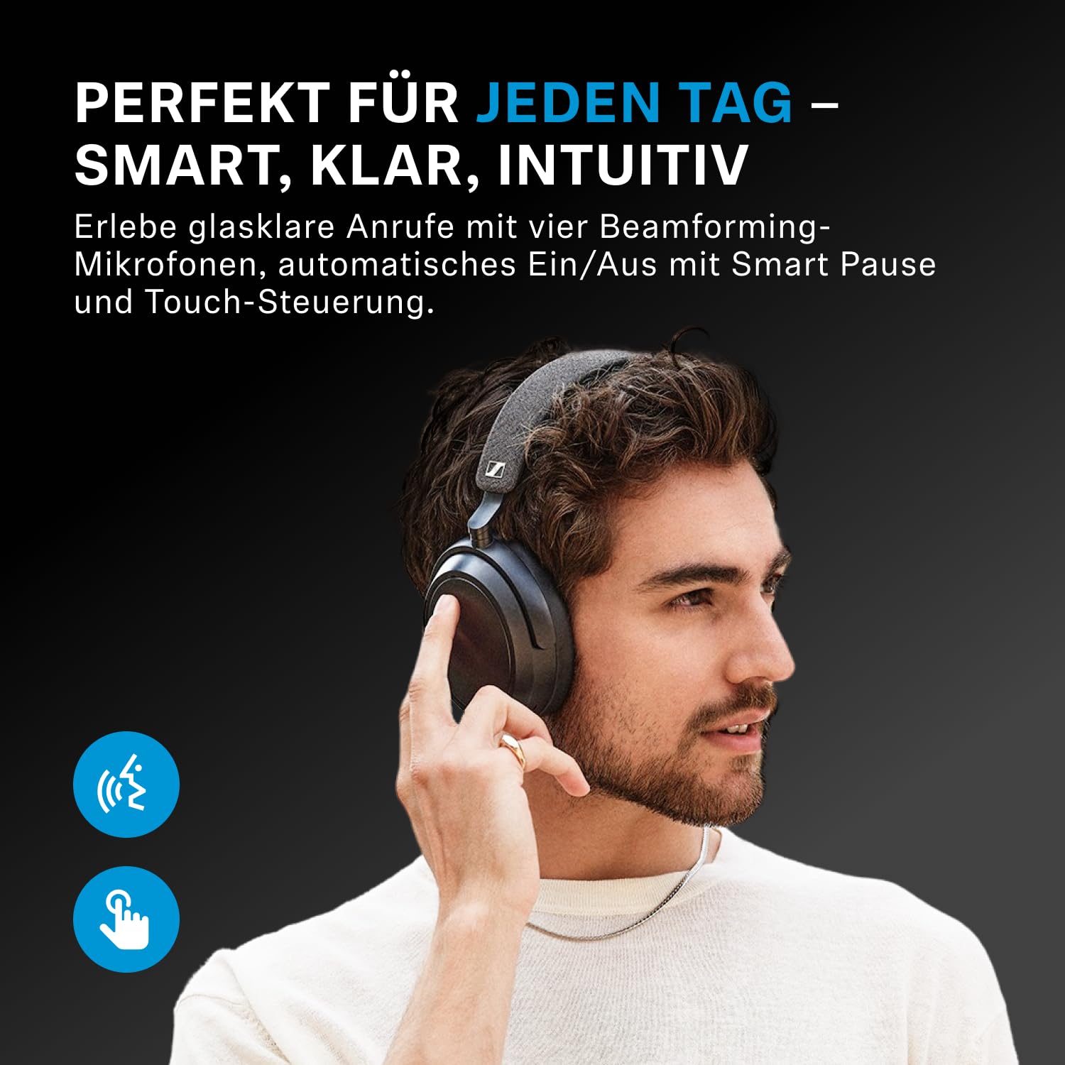 Sennheiser MOMENTUM 4 Wireless Noise Cancelling Headphones – Bluetooth Kopfhörer Headset für kristallklare Anrufe mit adaptiver Geräuschunterdrückung, Over-Ear, 60 h Akku, faltbar, Schwarz/Kupfer 6