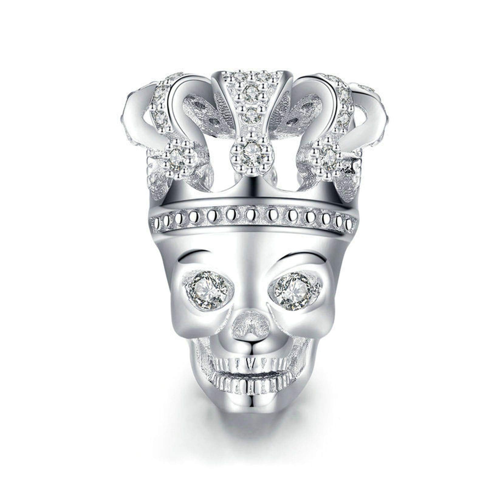 YiRong Jewelry Skull Charm 925 Sterling Silver Christian Pirate Halloween Charm for Pandora Bracelet