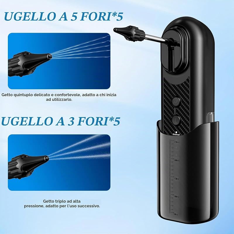 Pulitore Orecchie Elettrico, Rimuovi Cerume con 4 Modalità di Pulizia, Kit Irrigazione Orecchio, IPX5 Impermeabile, Serbatoio da 200ml, Ricarica USB-C,2000Ahm
