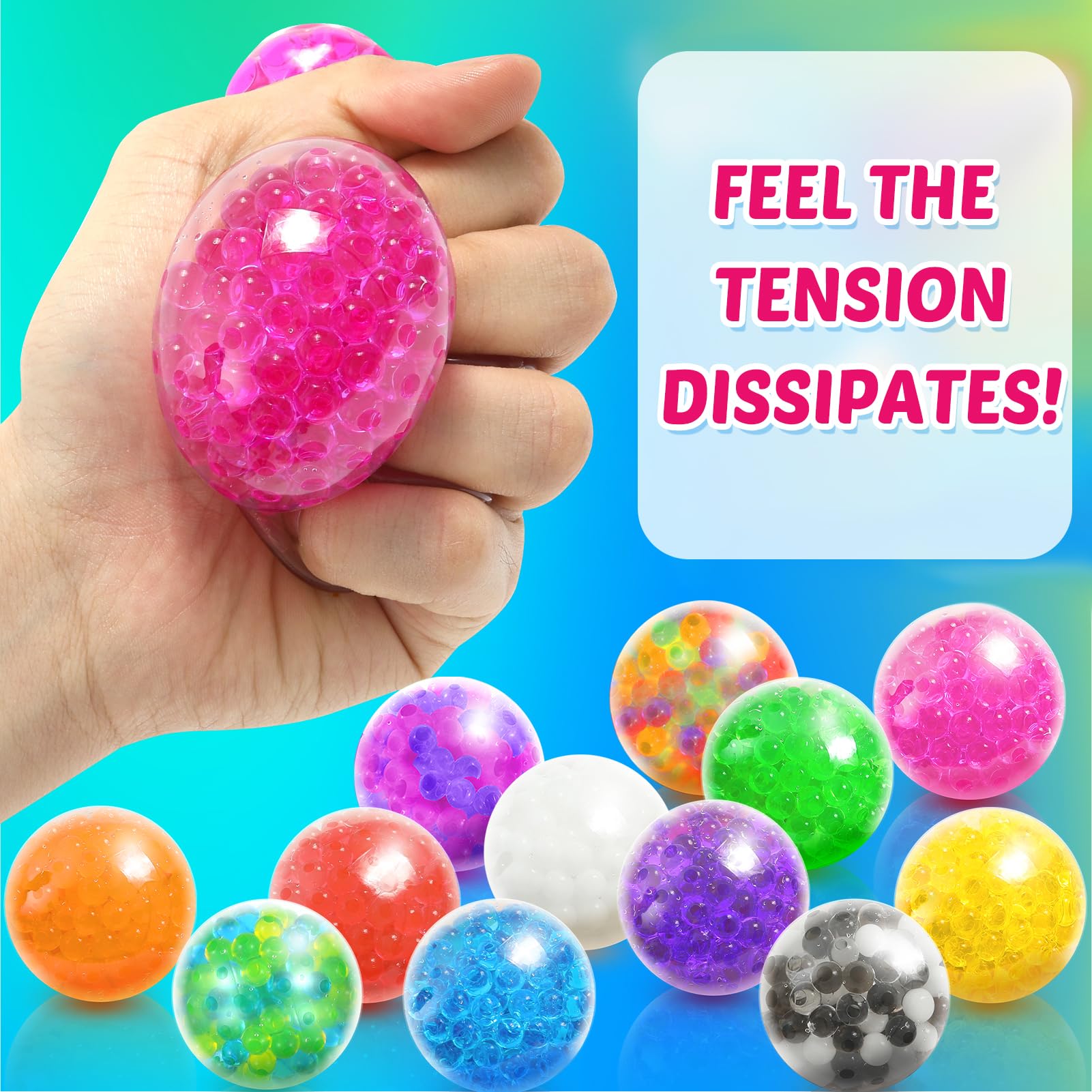 KLT Stress Balls Fidget Toys 100 Pack: Mini Squishy Ball Bulk Anxiety - Sensory Toys for Autism - Prize Box Toys