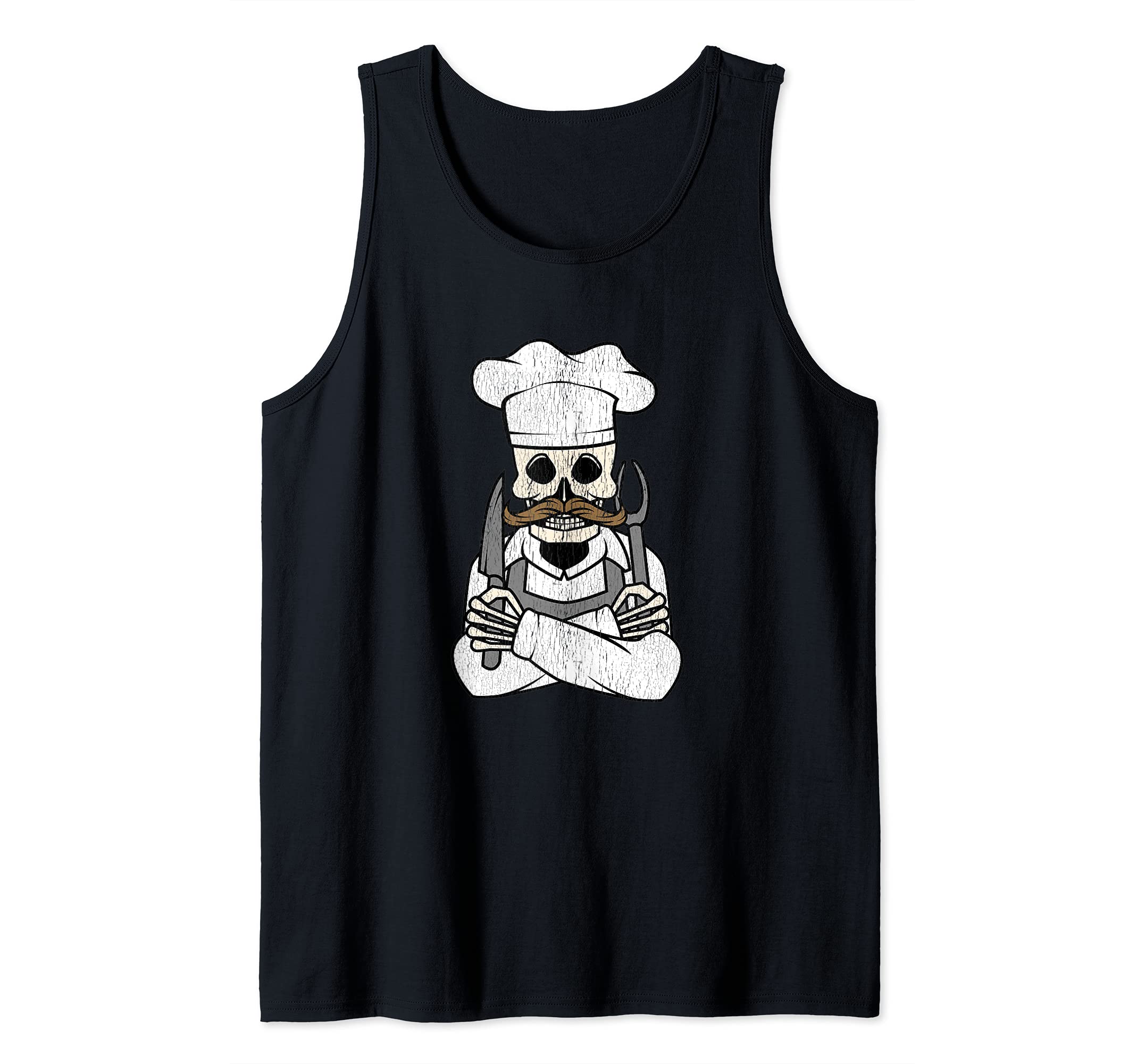 Grill Master Chef Skull Grillmaster Grilling Funny BBQ Tank Top
