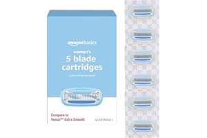 Amazon Basics 5-Blade Razor Refills for Women, 6 Count (Fits Amazon Basics Razor Handles Only) (Previously Solimo)