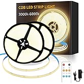Yeewhale COB LED Strip Lights 100ft,3000K DC 24V Dimmable Warm White Flexible LED Rope Lights for Bedroom,with Remote and app Control LED Lights Strip for Living Room, Shelf, Cabinet