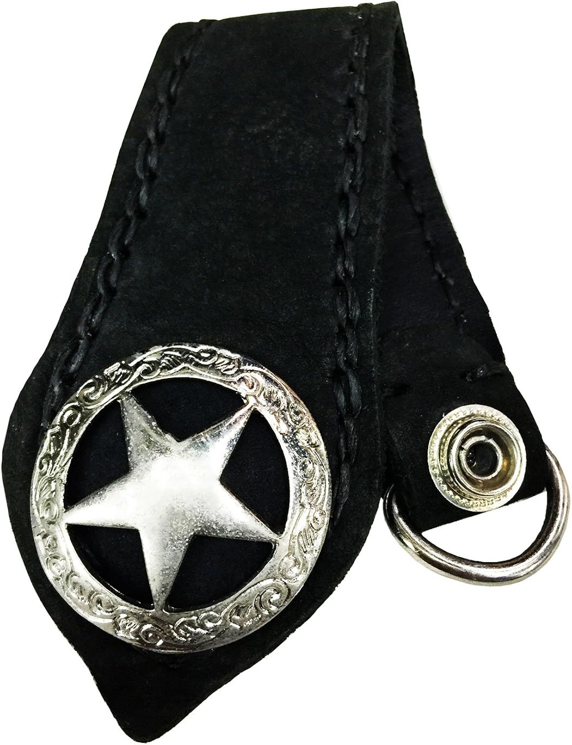 D'SHARK Star Design Genuine Leather Key Chain Waist Key Holder for Unisex (Black)