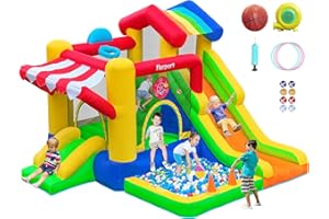 FBSPORT Inflatable Bounce House with Slide for Kids, Indoor and Outdoor Blow up Bouncy House Bouncer Castle with Ball Pit, Ju