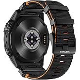 Bandletic Compatible with Garmin Fenix 8 47mm 7 6 Watch Band - 22mm Quick Fit Rugged Nylon Replacement Band for Fenix 7 6 Pro/5 Plus/Instinct 2 3 E 45mm/Forerunner 970 965/Approach S70 S62/Epix Pro