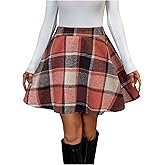 SweatyRocks Women's Plaid Mini Skirt High Waisted A Line Flared Casual Short Skirts